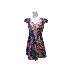 Mimi Chica Blue Pink Watercolors Dress Large